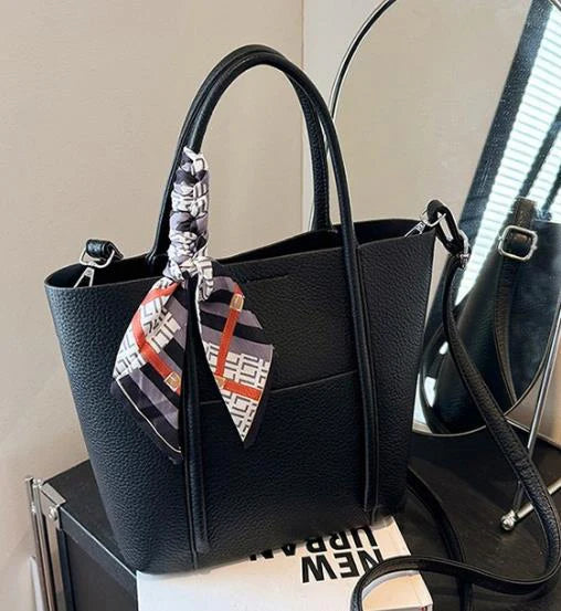 Trendy Brown Tote Bag with Scarf & Pouch B/S-049